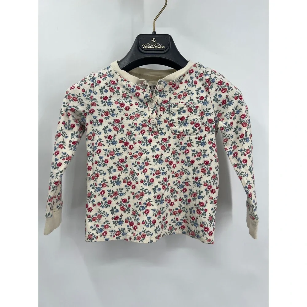 Girl's Toddler‎ 3T OshKosh B'Gosh Long Sleeve Floral Henley Pocket Cottagecore